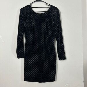 EXPRESS Black Velvet Sparkle Long Sleeve Mini Dress Size 6